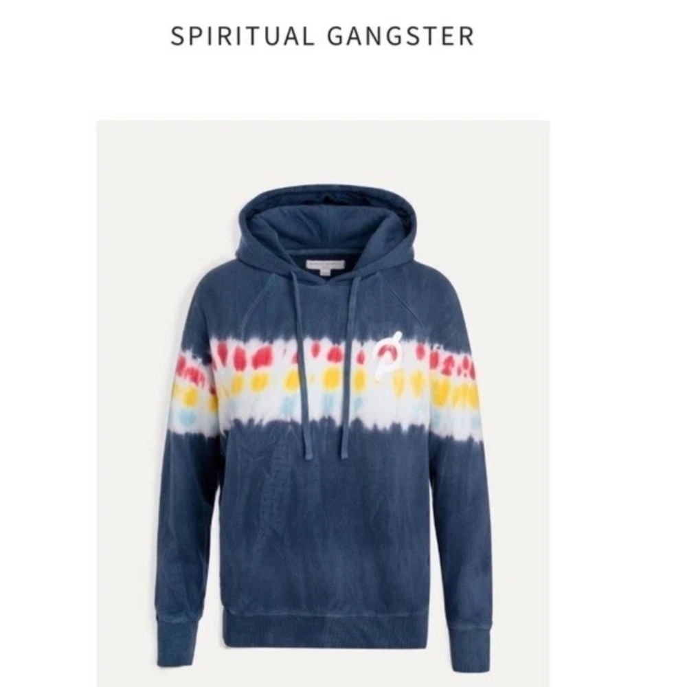 Peloton Spiritual x Gangster Peloton Tie Dye Hoodie Pullover XS Blue Pink Yellow
